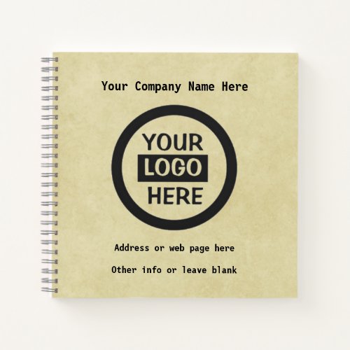 Company Logo  Information  Yellow Background on  Notebook