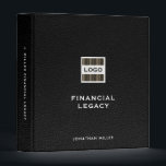 Company Logo Legacy Planning Binder<br><div class="desc">Keep your financial planning tools organized in style with this elegant black and white portfolio binder featuring a square logo design in classic block typography. Customize the front and back with your company logo, tagline, or additional information, and add personalized text to the spine. Perfect for professional portfolio organization and...</div>