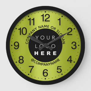 Company Logo Lemon Green Name Slogan Large Clock