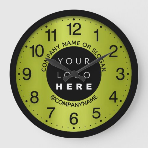 Company Logo Lemon Green Name Slogan  Large Clock