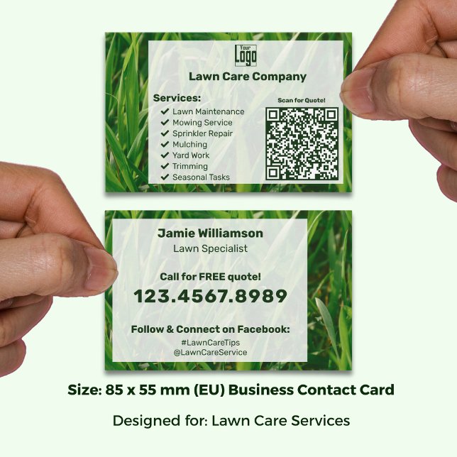 Company Logo List Call to Action Garden Care Business Card (Company Logo List Call to Action Garden Care Business Card; Size 85 x55 mm (EU))
