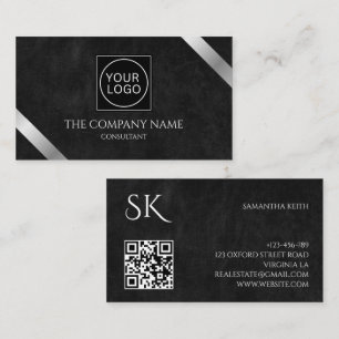 Company Logo Luxury Black Leather  Business Card