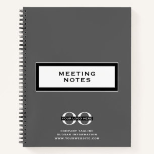 Company Logo Meeting Notes Gray Spiral Notebook