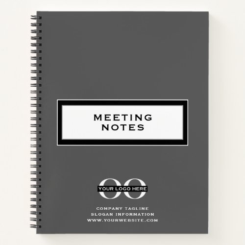 Company Logo Meeting Notes Gray Spiral Notebook