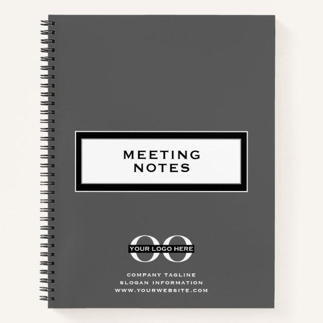 Company Logo Meeting Notes Gray Spiral Notebook (Front)