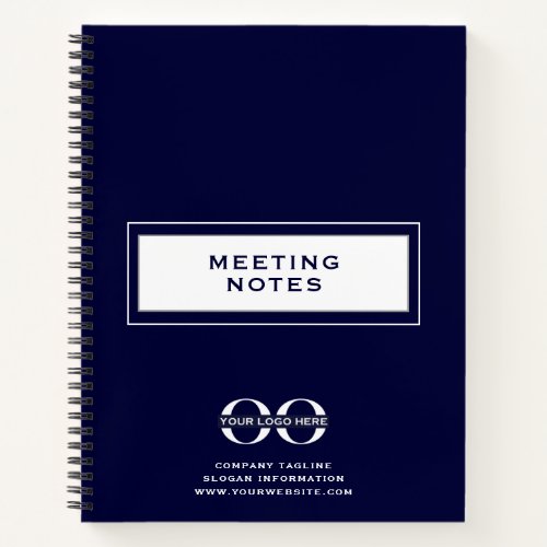 Company Logo Meeting Notes Navy Blue Notebook