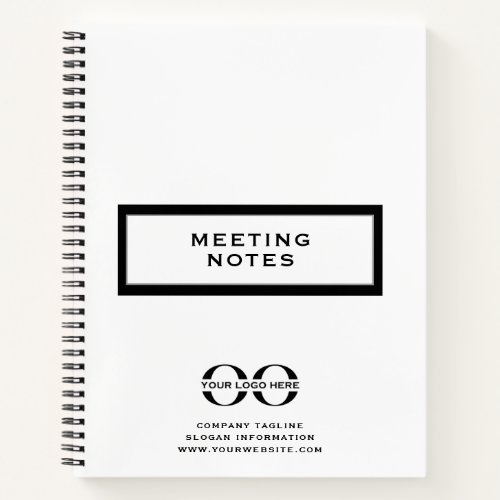 Company Logo Meeting Notes White Notebook