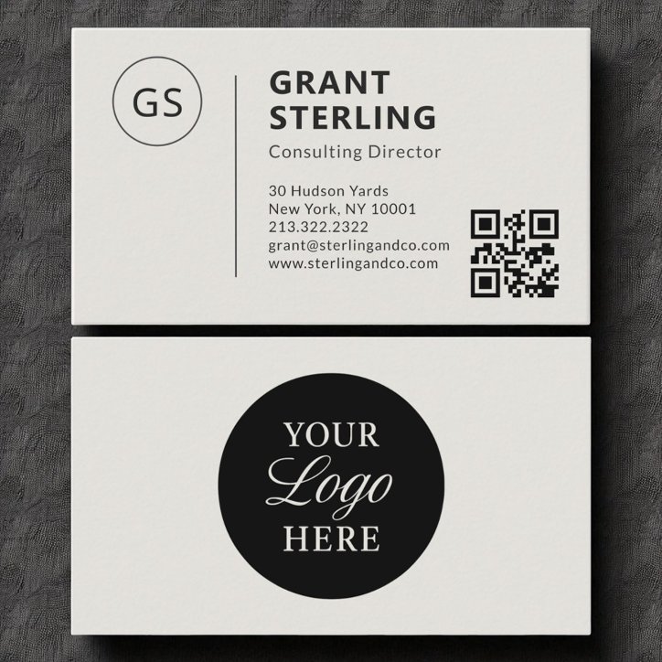 Company Logo Minimalist Professional QR Code Business Card