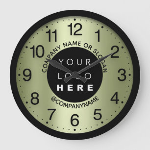 Company Logo Mint Green Name Slogan Large Clock