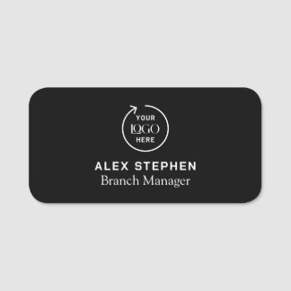 Company Logo | Modern Black Employee Staff Name Tag