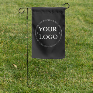Company Logo Modern Business Branded Black Garden Flag
