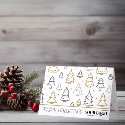 Company Logo Modern Christmas Tree Doodle Art Holiday Card