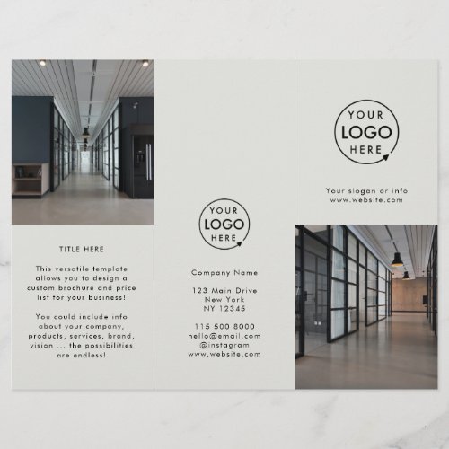 Company Logo  Modern Gray Photo Trifold Brochure