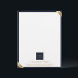 Company Logo Modern Navy Leather Letterhead<br><div class="desc">This design features elegant and professional luxurious navy blue leather textured borders,  with minimalist gold accents and customizable monogram and template for logo custom letterhead. Perfect for luxury corporate branding,  businesses looking for premium,  high quality office supplies for clients,  employees or executives.</div>