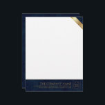 Company Logo Modern Navy Leather Letterhead<br><div class="desc">This design features elegant and professional luxurious navy blue leather textured borders,  with minimalist golden stripe and customizable template for logo custom letterhead. Perfect for luxury corporate branding,  businesses looking for premium,  high quality office supplies for clients,  employees or executives.</div>