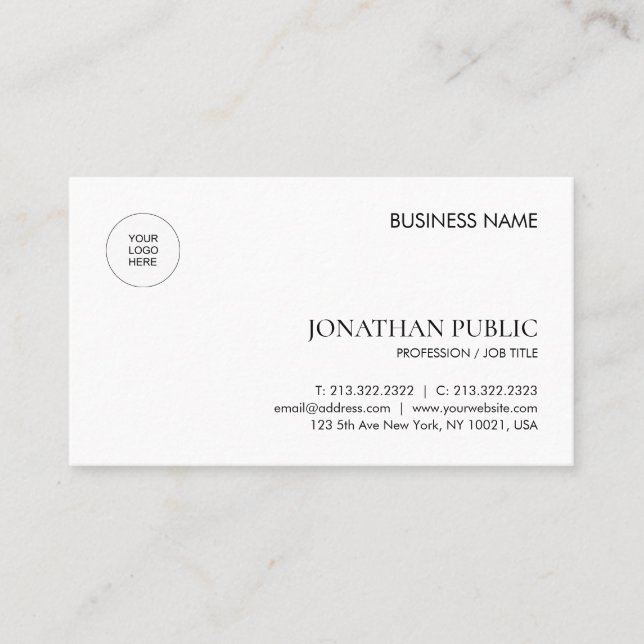 Company Logo Modern Template Professional Business Business Card (Front)