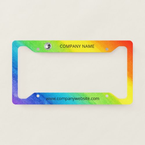 Company Logo Name and Website Rainbow Business License Plate Frame