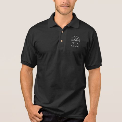 Company Logo Name | Black Business Employee Staff Polo Shirt