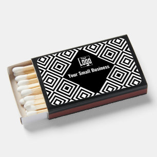 Company Logo Name Black & White Pattern Matchboxes