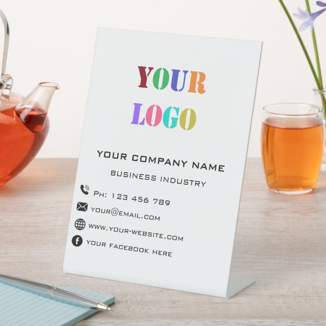 Company Logo Name Business Pedestal Sign Template (In SItu)