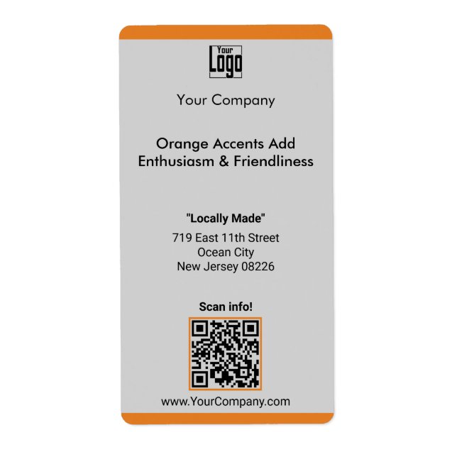 Company Logo Name Motto Address QR Code Large Label (Front)