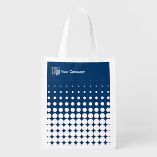 Company Logo Name QR-Code Blue Black White Dots Grocery Bag