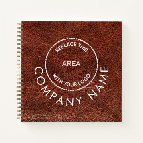 Company Logo Name QR Code Brown Faux Leather  Notebook