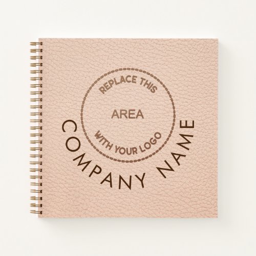 Company Logo Name QR Code Cream Faux Leather  Notebook