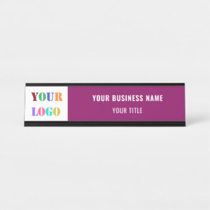 Company Logo Name Text Info Branded Business Desk Name Plate