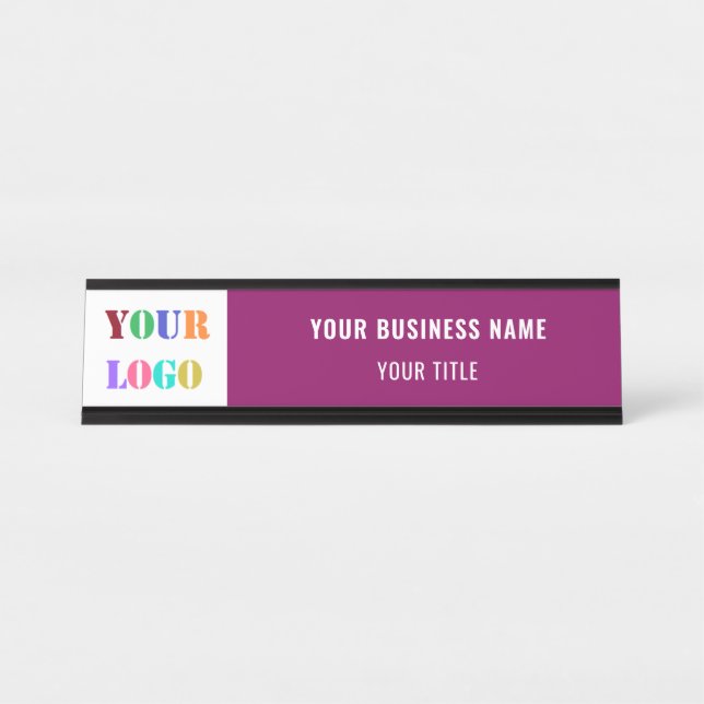 Company Logo Name Text Info Your Business Desk Name Plate (Front)