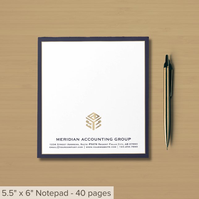 Company Logo Navy Blue Border Notepad (Creator Uploaded)