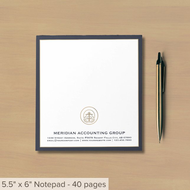 Company Logo Navy Blue Border Notepad (Creator Uploaded)