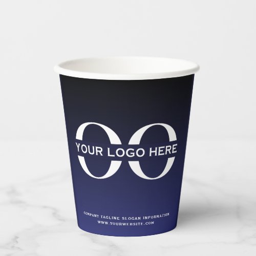Company Logo Navy Blue Business Corporate Paper Cups
