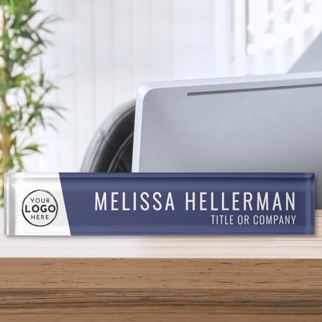 Company Logo Navy Blue Executive Professional Desk Name Plate (Company Logo Navy Blue Executive Professional Desk Name Plate)