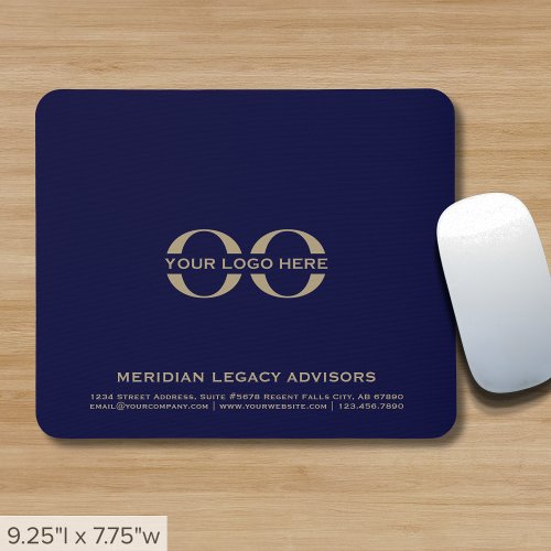 Company Logo Navy Blue Gold Mouse Pad