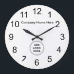 Company Logo Office Wall Clock Template<br><div class="desc">Add your logo to these company branded office wall clocks you can customize online. Replace our logo template with your own business logo or graphic and add your company name, inspirational message, or company slogan and tagline. Display your branded wall clocks in every company office to display your message while...</div>