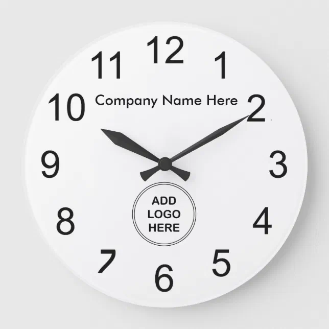 Company Logo Office Wall Clock Template Zazzle