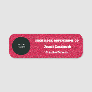 Company Logo on Chic Pink Leather Print Name Tag