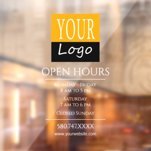 Company Logo Open Hours Website Window Cling