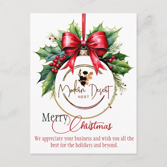 Company Logo ornament custom Holiday Postcard (Front)