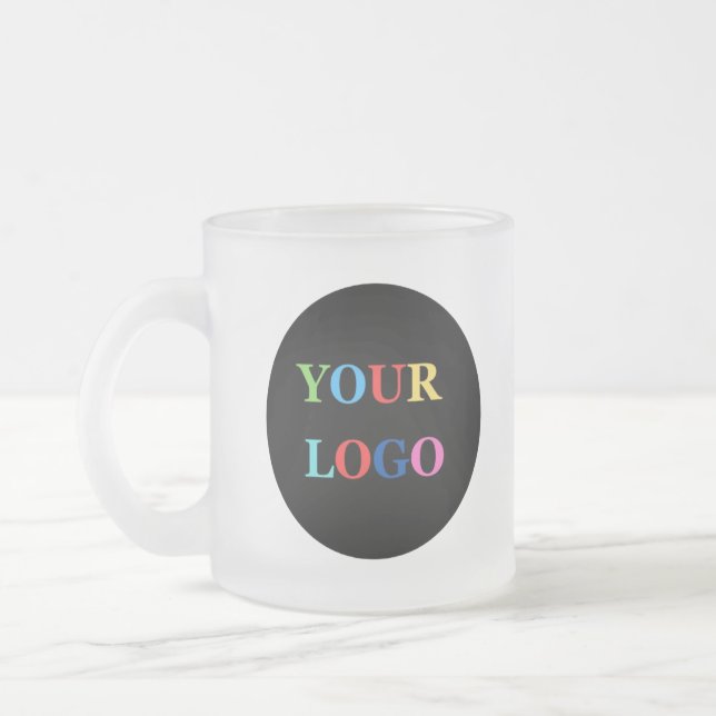 Company Logo Personalized Business Coffee Frosted Glass Coffee Mug (Left)