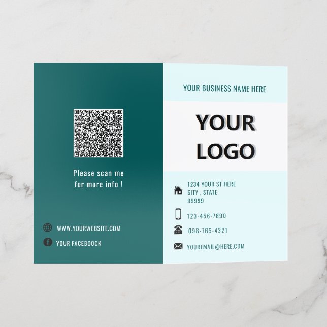 Company Logo, Photo and QR Code Business Brochures (Outside)