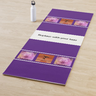 Company logo photo collage purple white yoga mat