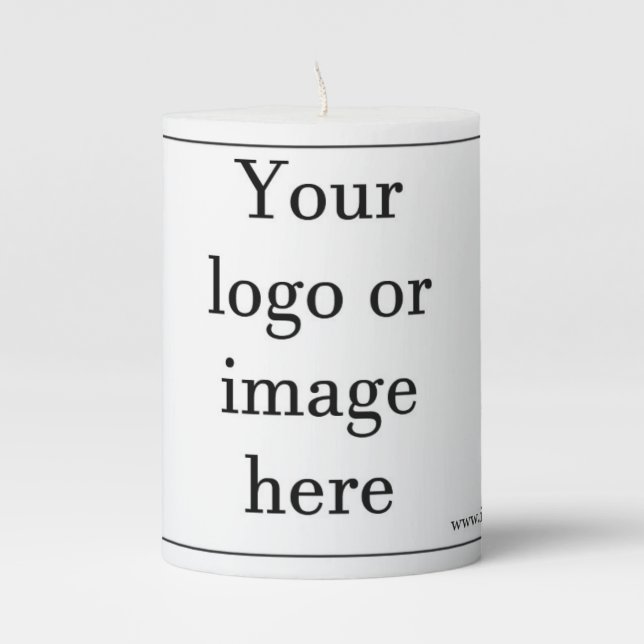 Company Logo Photo Template Custom Gift Pillar Candle (Front)
