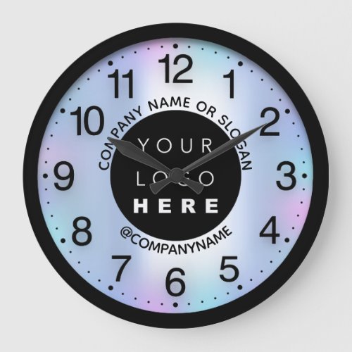 Company Logo Pink Blue Abstract Name Slogan Large Clock