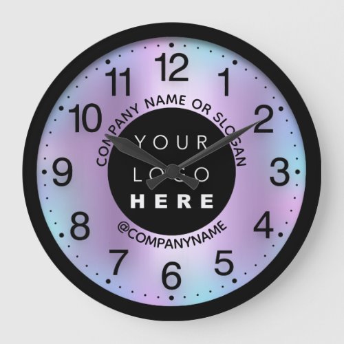 Company Logo Pink Purple Violet Name Slogan   Large Clock