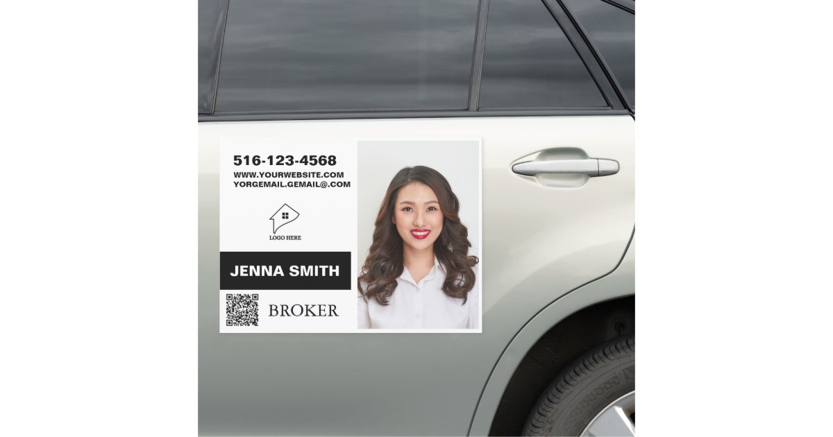 Company logo Professional Contact info Real Estate Car Magnet | Zazzle