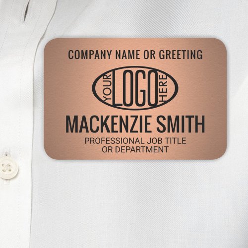 Company Logo Professional Employee Faux Copper Name Tag