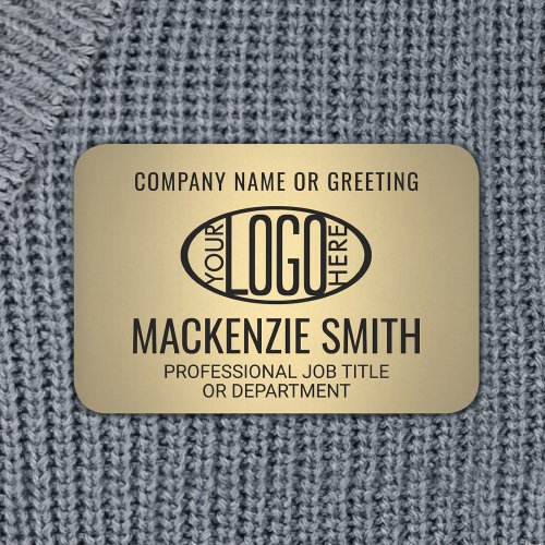 Company Logo Professional Employee Faux Gold Name Tag