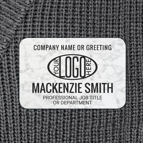 Company Logo Professional Employee Faux Marble Name Tag